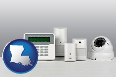 louisiana map icon and home alarm system