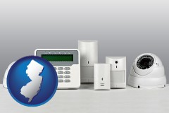 new-jersey map icon and home alarm system