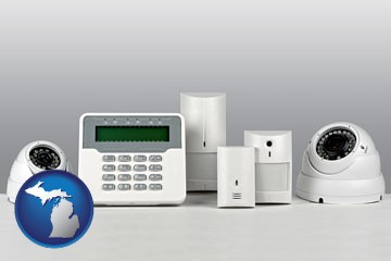 home alarm system - with Michigan icon